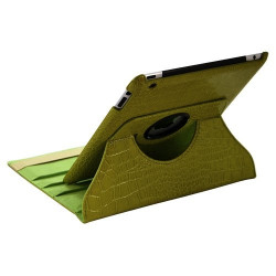 Etui pour Apple Ipad 2 avec mode support style croco couleur vert