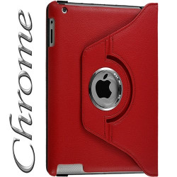 Housse coque étui pour Apple Ipad 2 de luxe avec sytème de rotation à 360 degrès couleur rouge