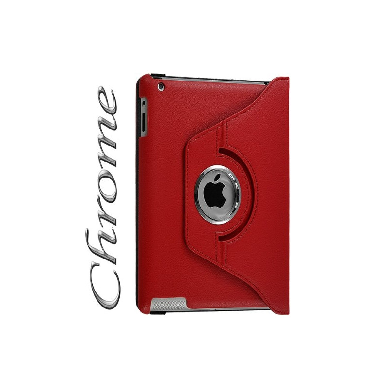 Housse coque étui pour Apple Ipad 2 de luxe avec sytème de rotation à 360 degrès couleur rouge