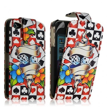 Housse coque étui pour Apple Iphone 4 / 4S avec motif HF14 + Film protecteur