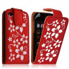 Housse coque étui pour Apple Ipod 4G couleur rouge avec motifs fleurs + film protection écran