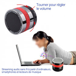 Mini Enceinte Bluetooth Speaker MP3 rouge Smartphone Tablette Wiko, Archos, Yezz, Samsung, Apple, Kazam, HTC