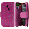 Housse Coque Etui Portefeuille Pour Samsung Chat 335 Style Diamant Couleur Rose Fushia