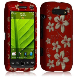 Housse coque rigide complète pour Blackberry Torch 9860 couleur rouge avec motif fleur