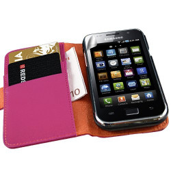 Housse coque étui portefeuille pour Samsung Galaxy SCL i9003 couleur