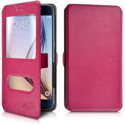 Etui double S-View Universel M Rose fushia pour Hisense L676