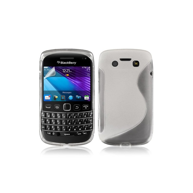Housse coque étui en gel pour BlacBerry Bold 9790 motif vague couleur blanc transparent + Film protecteur