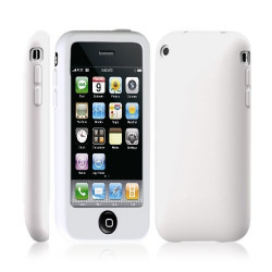 Coque silicone avec bouton tactile pour Apple Iphone 3G / 3GS couleur blanc