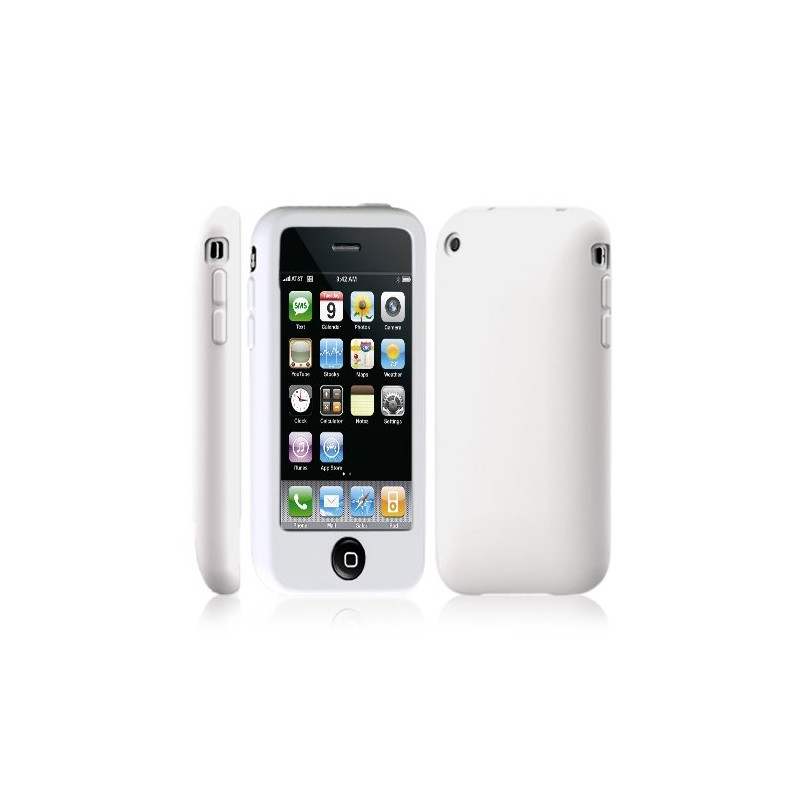Coque silicone avec bouton tactile pour Apple Iphone 3G / 3GS couleur blanc