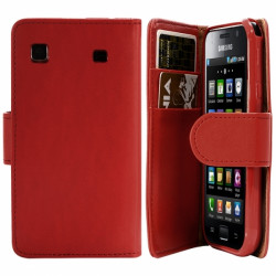 Housse Coque Etui Portefeuille pour Samsung Galaxy S i9000 Couleur Rouge