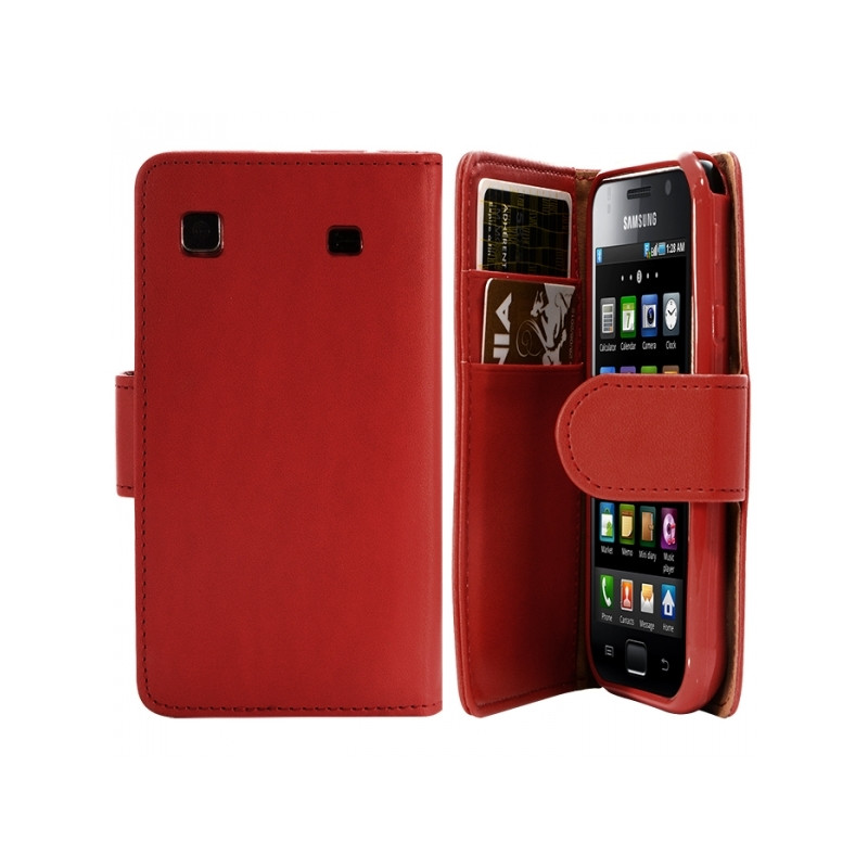 Housse Coque Etui Portefeuille pour Samsung Galaxy S i9000 Couleur Rouge