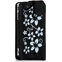 Housse coque étui pour Sony Ericsson Xperia x12 Arc / Arc S motif fleurs couleur noir