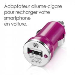 Chargeur maison + allume cigare USB + câble data pour Wiko Ozzy Couleur Rouge