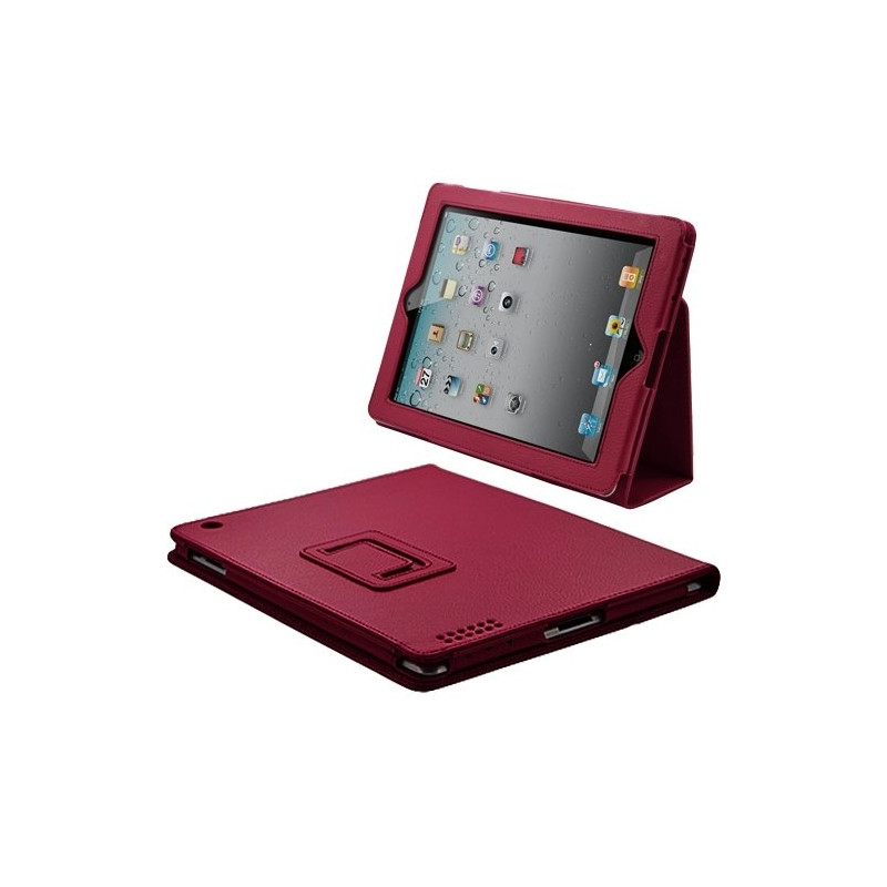 Housse coque etui pour Apple Ipad de luxe avec couvercle intelligent couleur rose fuschia