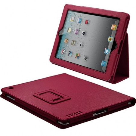 Housse coque etui pour Apple Ipad de luxe avec couvercle intelligent couleur rose fuschia