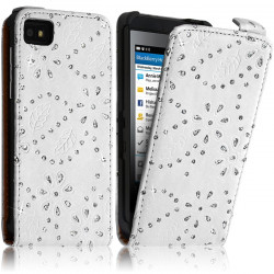 Housse Coque Etui Pour BlackBerry Z10 Style Diamant Couleur Blanc