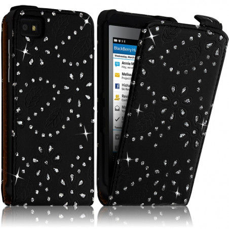Housse Coque Etui Pour BlackBerry Z10 Style Diamant Couleur Noir
