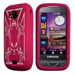 Coque en silicone rose fuchsia motif tête de mort pour Samsung Player 5 S5560 + film protecteur d'écran
