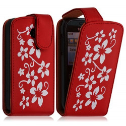 Etui pour Samsung Chat 335 S3350 motif fleur couleur rouge