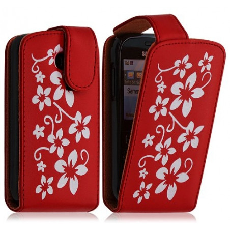 Etui pour Samsung Chat 335 S3350 motif fleur couleur rouge
