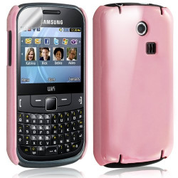 coque rigide brillante pour Samsung Chat 335 S3350 couleur rose pâle