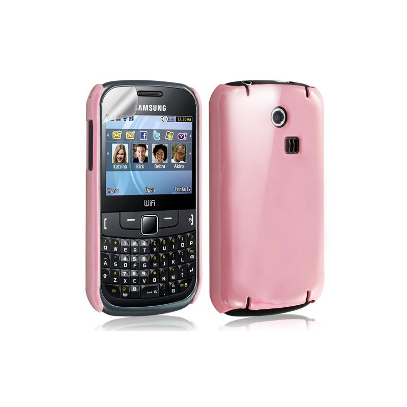 coque rigide brillante pour Samsung Chat 335 S3350 couleur rose pâle