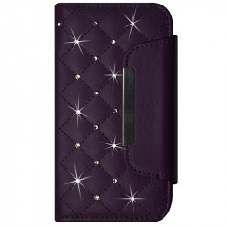 Housse Coque Etui Portefeuille Universel Style Diamant pour Archos 50 Helium 4G Couleur Noir