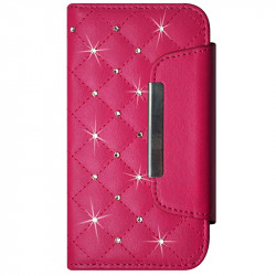 Housse Coque Etui Portefeuille Universel Style Diamant pour Archos 50 Helium 4G Couleur Noir