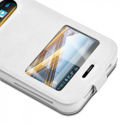 Etui Coque Silicone S-View blanc Universel XL pour Alcatel A7