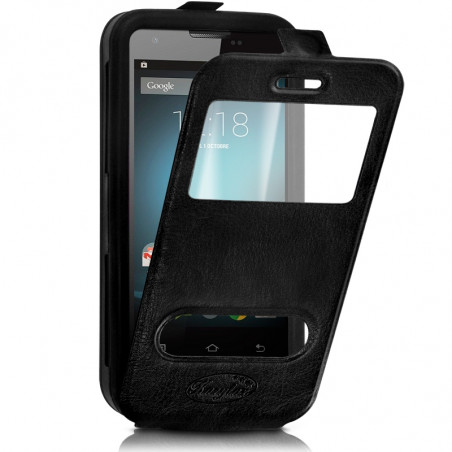 Etui Coque Silicone S-View noir Universel XL pour Alcatel A7