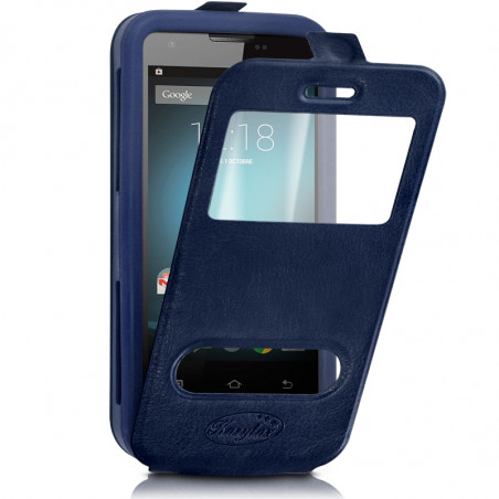 Etui Coque Silicone S-View bleu Universel XL pour Alcatel A7