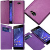 Housse Etui à rabat et porte-carte pour Sony Xperia M2 couleur Violet + Film