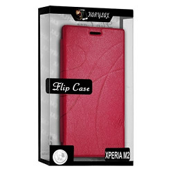 Housse Etui à rabat et porte-carte pour Sony Xperia M2 couleur Rose Fushia + Film
