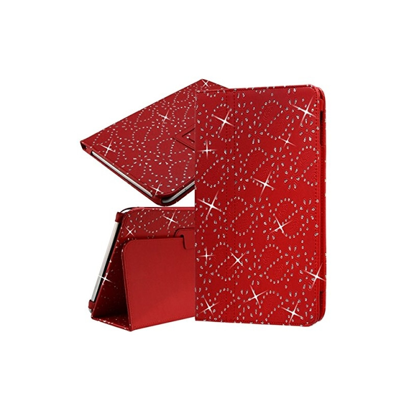 Housse Etui Universel Style Diamant Couleur Rouge pour Tablette Apple iPad Mini 3 7"