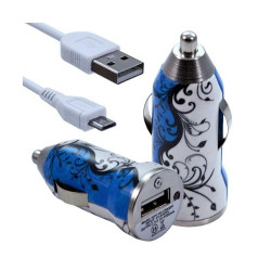 Chargeur voiture allume cigare USB avec câble data pour Wiko Cink Five avec motif HF25