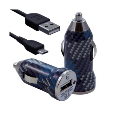 Chargeur voiture allume cigare USB avec câble data pour Wiko Iggy avec motif CV04
