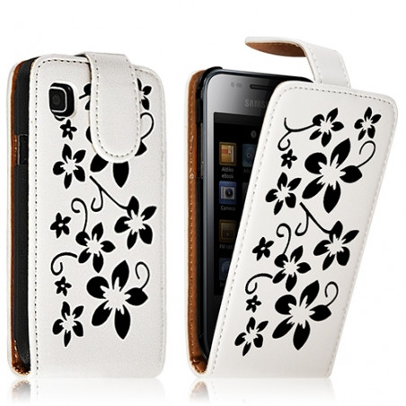 Housse Coque Etui pour Samsung Galaxy S i9000 avec motif fleur couleur blanc