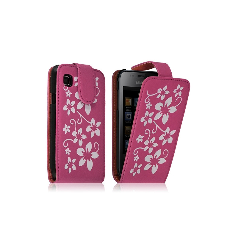 Housse Coque Etui pour Samsung Galaxy S i9000 avec motif fleur couleur rose fushia