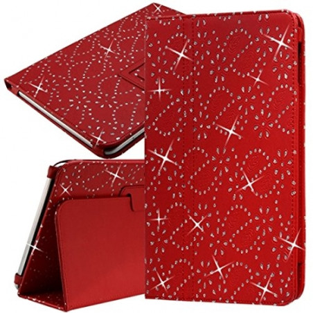 Etui Universel M Diamant Couleur Rouge pour Archos 97C Platinum 9.7"