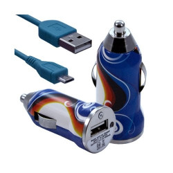 Chargeur voiture allume cigare USB avec câble data pour Wiko Ozzy avec motif CV15