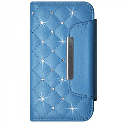 Housse Coque Etui Portefeuille Universel Style Diamant pour Archos 50 Helium 4G Couleur Noir