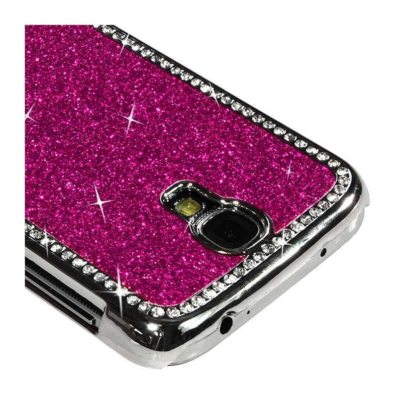 Housse Etui Coque Rigide pour Samsung Galaxy S4 Style Paillette aux Diamants Couleur Rose Fushia