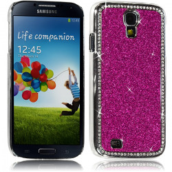 Housse Etui Coque Rigide pour Samsung Galaxy S4 Style Paillette aux Diamants Couleur Rose Fushia
