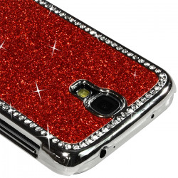 Housse Etui Coque Rigide pour Samsung Galaxy S4 Style Paillette aux Diamants Couleur Rouge