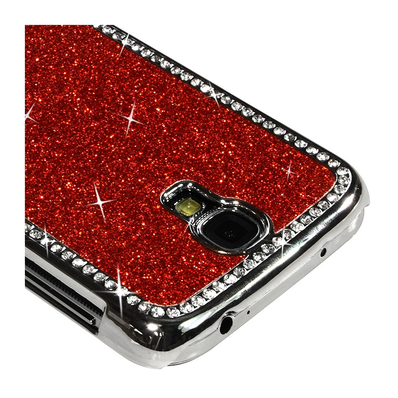 Housse Etui Coque Rigide pour Samsung Galaxy S4 Style Paillette aux Diamants Couleur Rouge