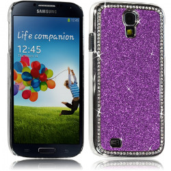 Housse Etui Coque Rigide pour Samsung Galaxy S4 Style Paillette aux Diamants Couleur Violet