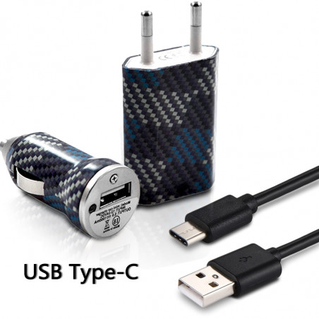 Mini Chargeur 3en1 Auto et Secteur USB avec Câble Data avec Motif HF25 pour ZTE Windows Phone Internet 7