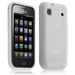 Housse etui coque en silicone semi-translucide pour Samsung Galaxy S i9000 couleur Blanc