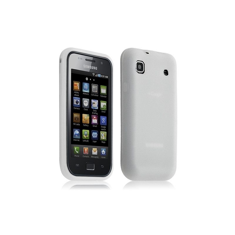 Housse etui coque en silicone semi-translucide pour Samsung Galaxy S i9000 couleur Blanc