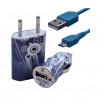 Chargeur maison + allume cigare USB + câble data pour Wiko Cink Slim avec motif CV07